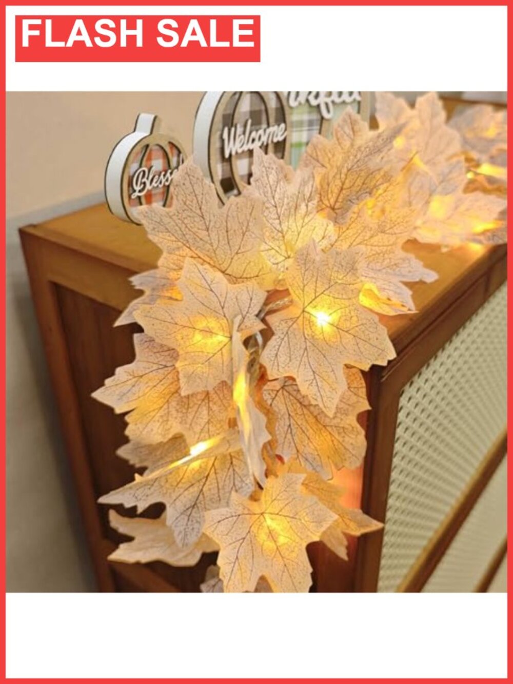 2 Pack Lighted Fall Garland 13 Ft 40 LED Thanksgiving Decor
